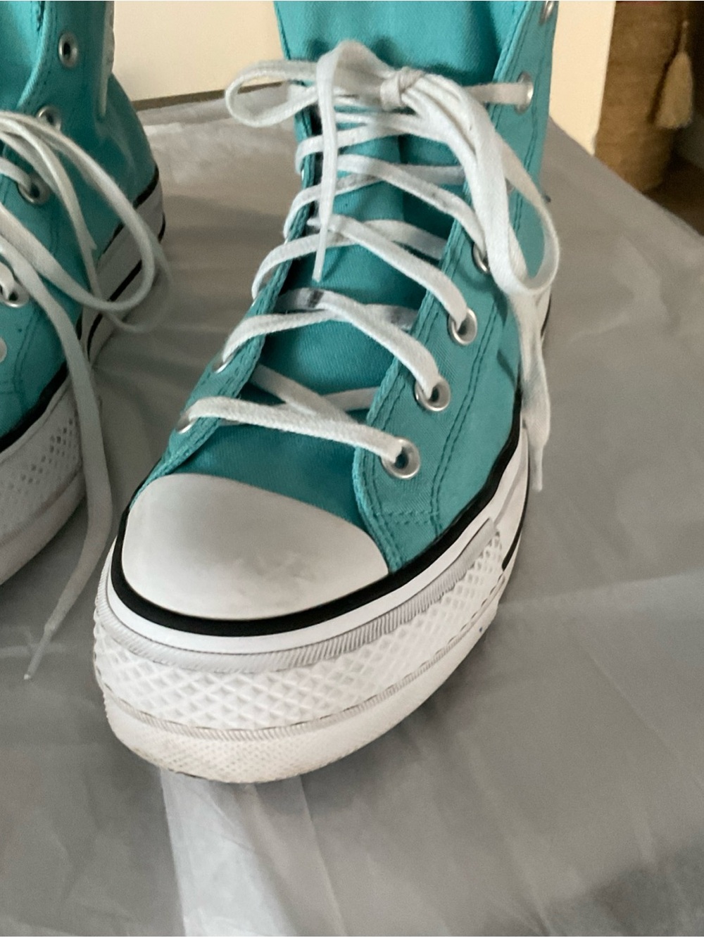 Converse Chuck Taylor All Star High Tops Platform TurquoiseBlue size 9 - Picture 2 of 13